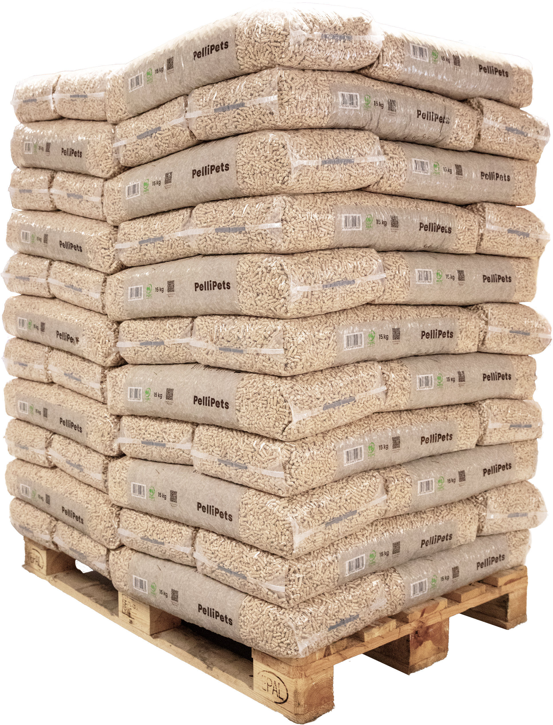 PelliPets Pferde Holzpellets Boxeneinstreu Palette (=990 kg / 66 x 15kg)